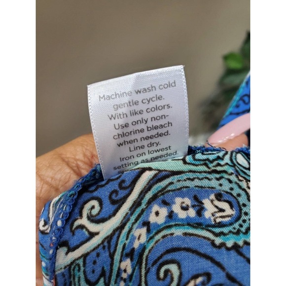 JCP Women Blue 100% Rayon Scoop Neck Sleeveless Casual Blouse Size Medium - Picture 9 of 10